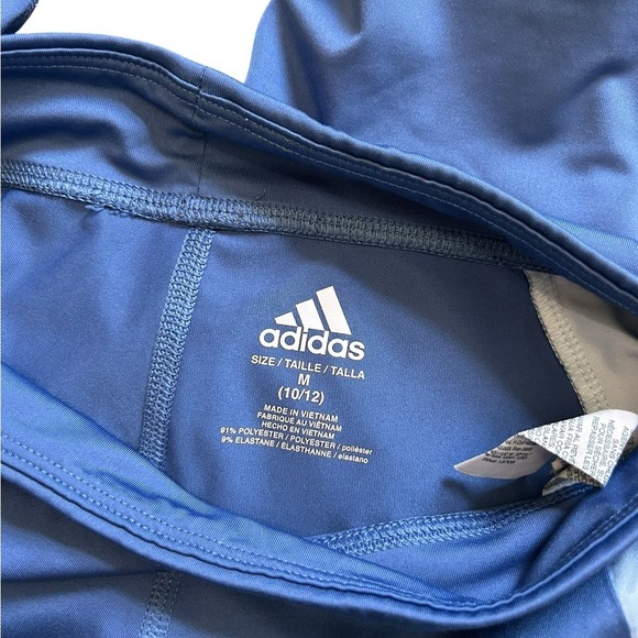 Adidas Kids Blue Patterned Leggings side pocket size M (10/12) - Picture 6 of 8